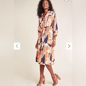 Anthropologie Corey Lynn Calter abstract shirt dress tie belt size small B20